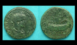 Thrace, Anchialus, Geta, Galley Reverse